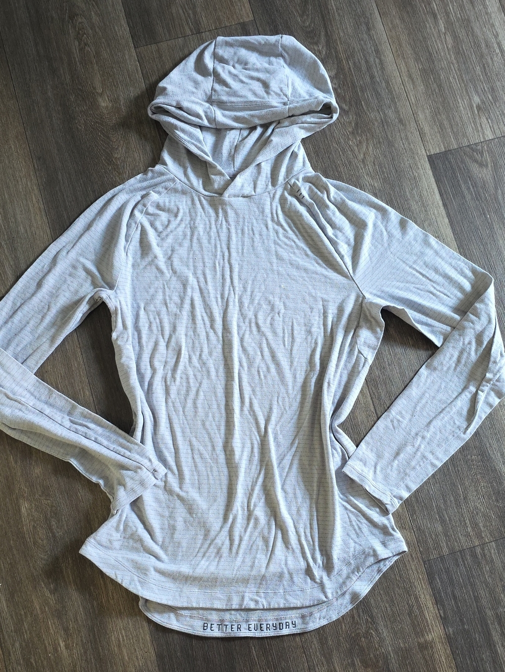 lululemon athletica Heather Light Gray Hooded Long Sleeve Top